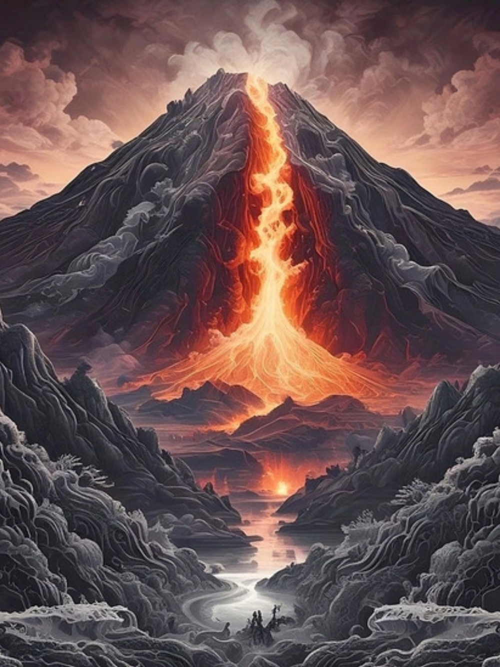Volcano Landscape Art Print
